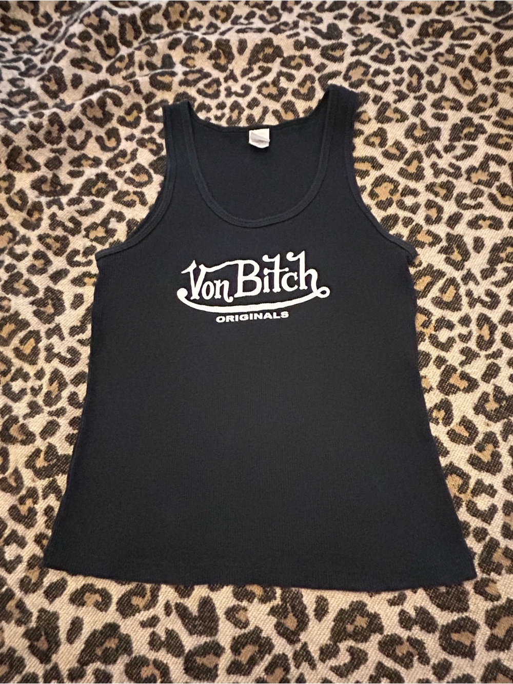 Vintage Y2K Von Dutch Originals Parody Ribbed Tank Top